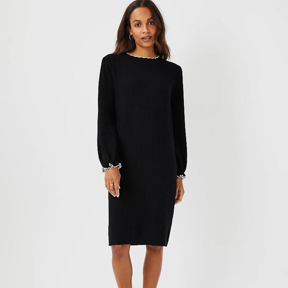 Ann Taylor Petite Tipped Ribbed Sweater Dress New